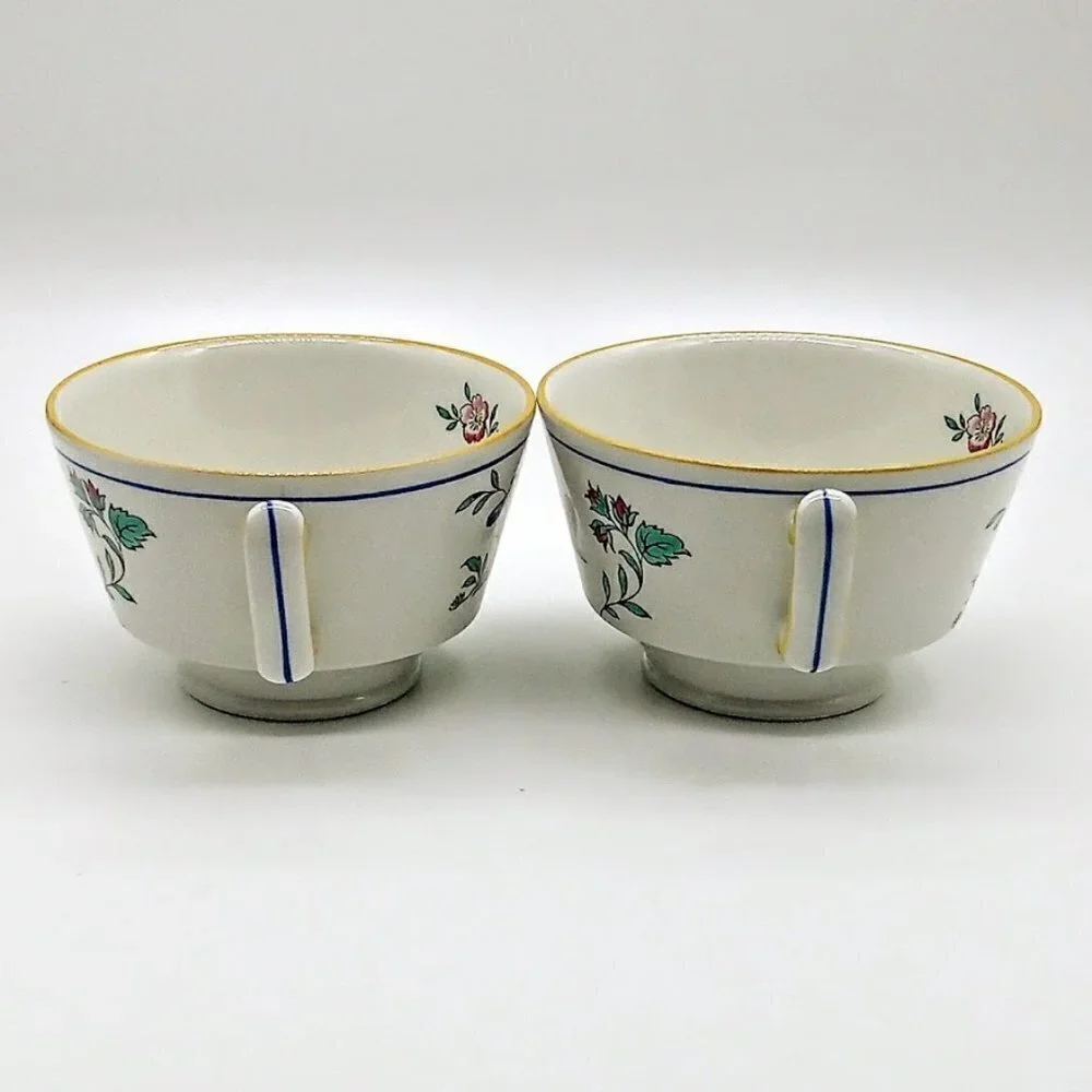 Spode Queen's Bird Floral Ceramic Footed Cups (2)